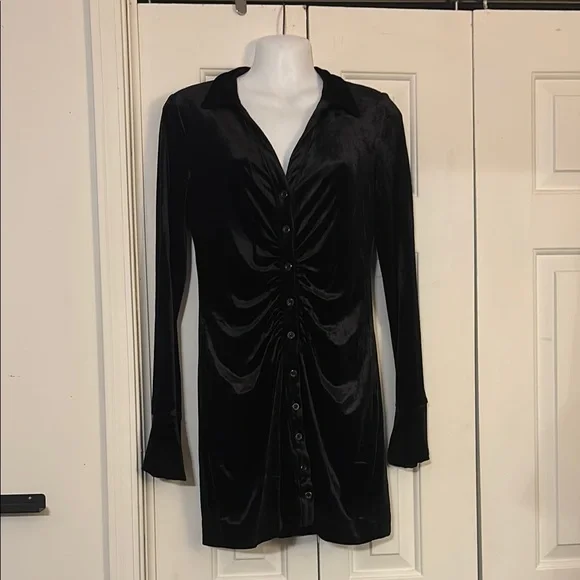 Free People | Dresses | Free People Black Velvet Long Sleeve Dress |  Poshmark